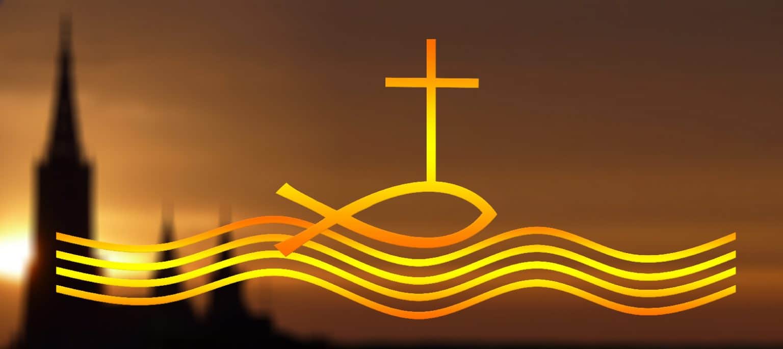 Taufkerzen mit Fisch - Christliche Symbole