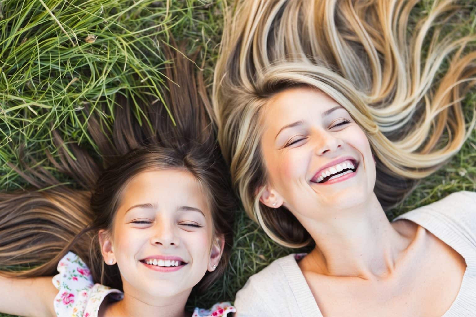 achtsamer Moment Mutter und Tochter